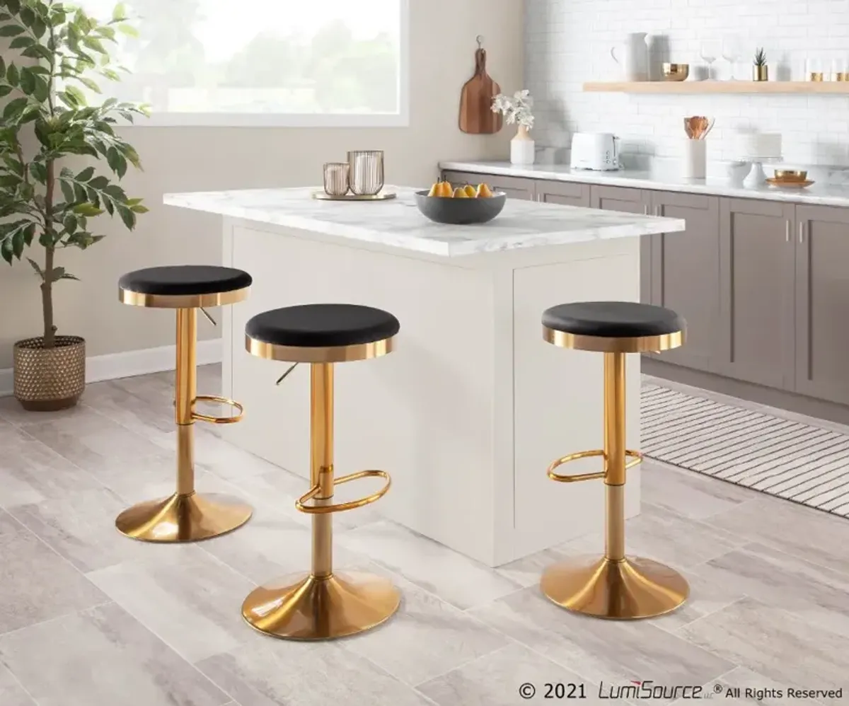 Dakota Gold and Black Adjustable Bar Stool