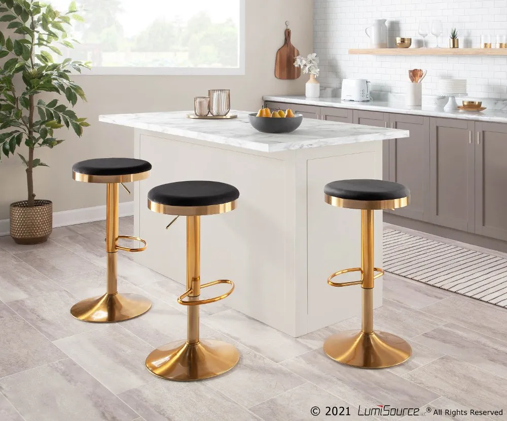 Dakota Gold and Black Adjustable Bar Stool