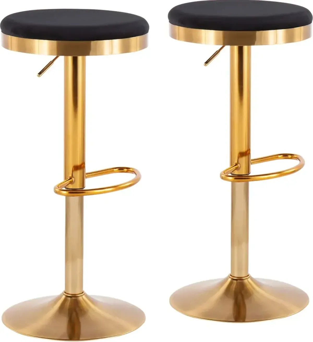 Dakota Gold and Black Adjustable Bar Stool