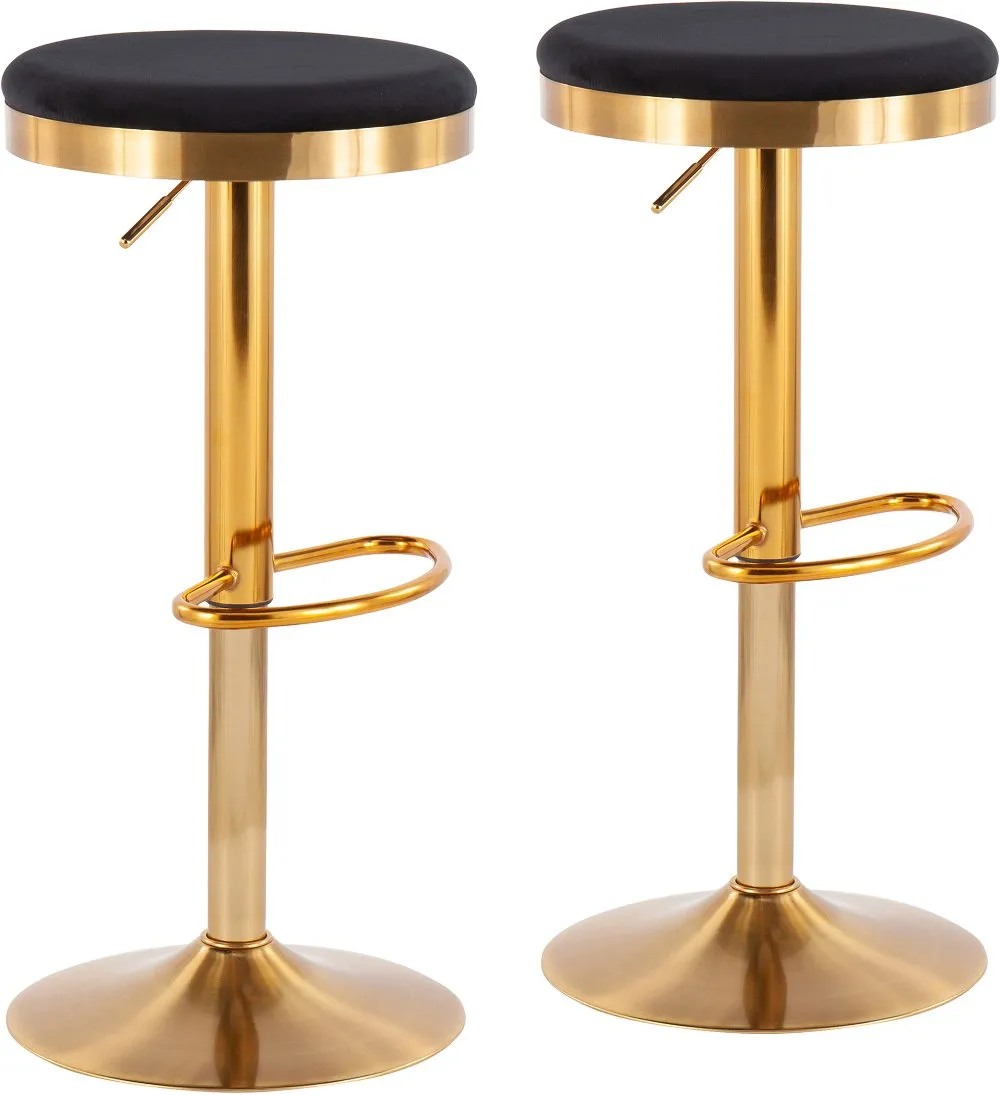 Dakota Gold and Black Adjustable Bar Stool