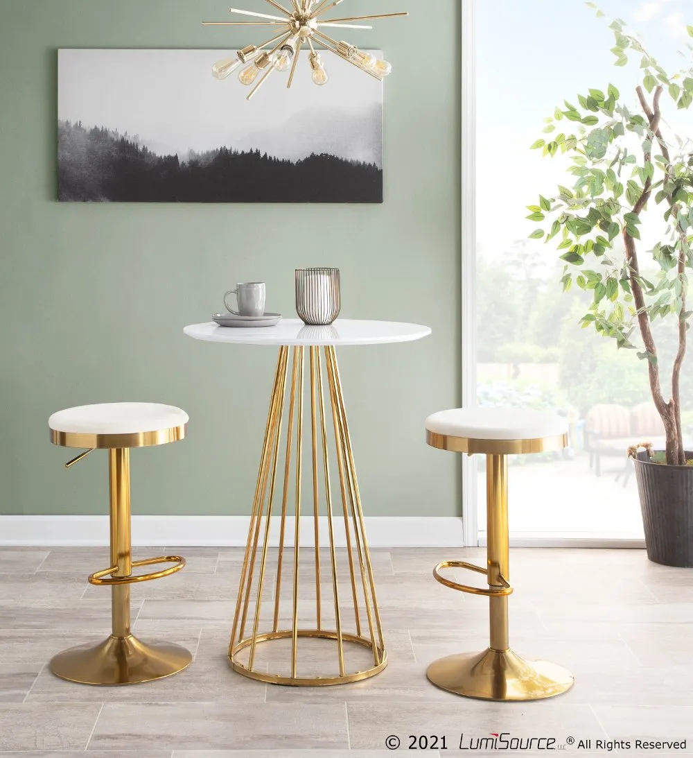 Dakota Gold and Cream Adjustable Bar Stool (Set of 2)