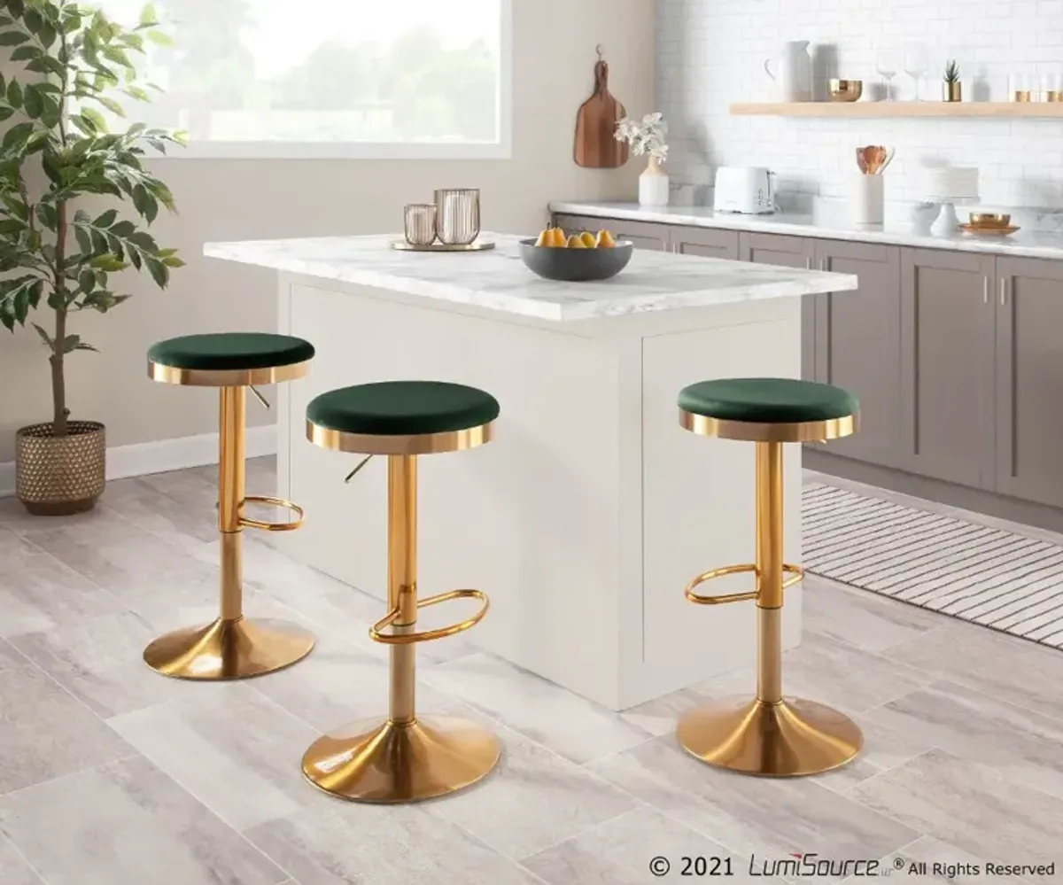 Dakota Gold and Green Adjustable Barstool (Set of 2)