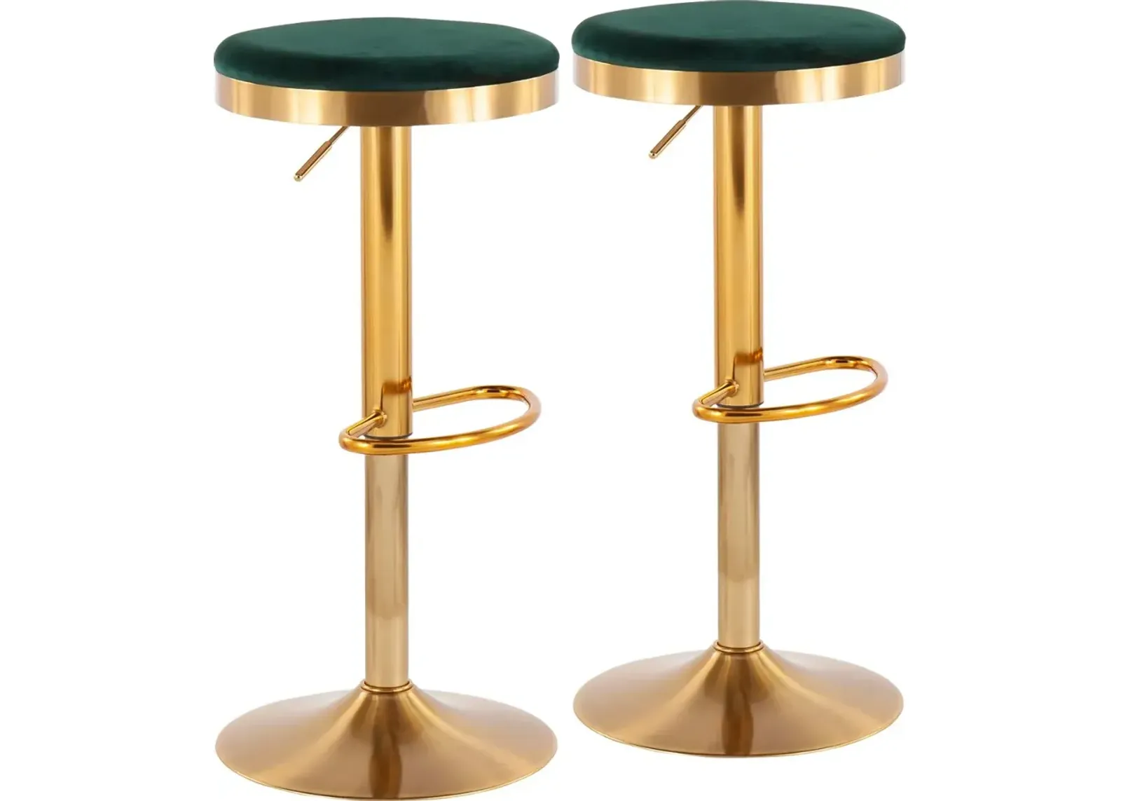 Dakota Gold and Green Adjustable Barstool (Set of 2)