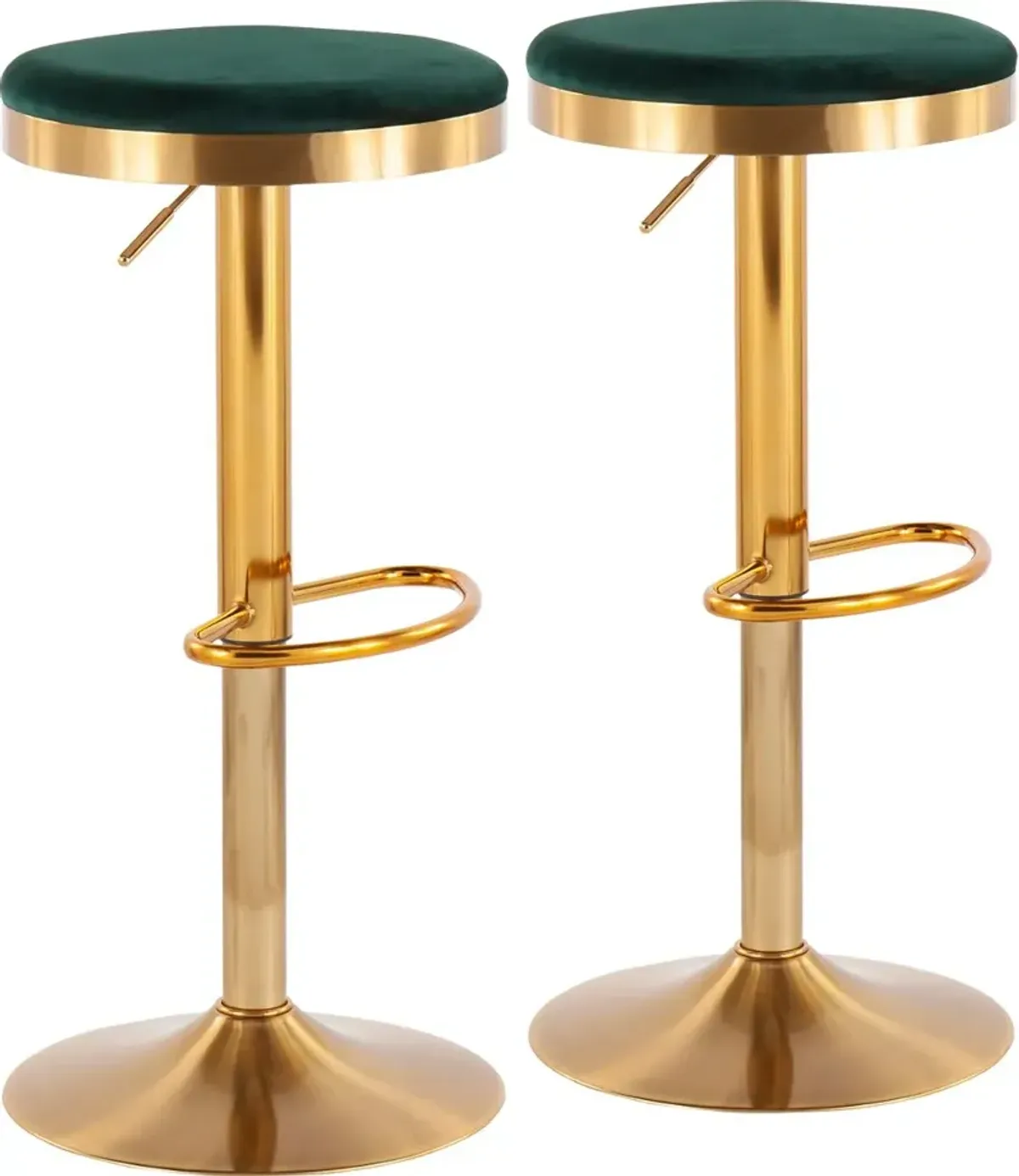 Dakota Gold and Green Adjustable Barstool (Set of 2)