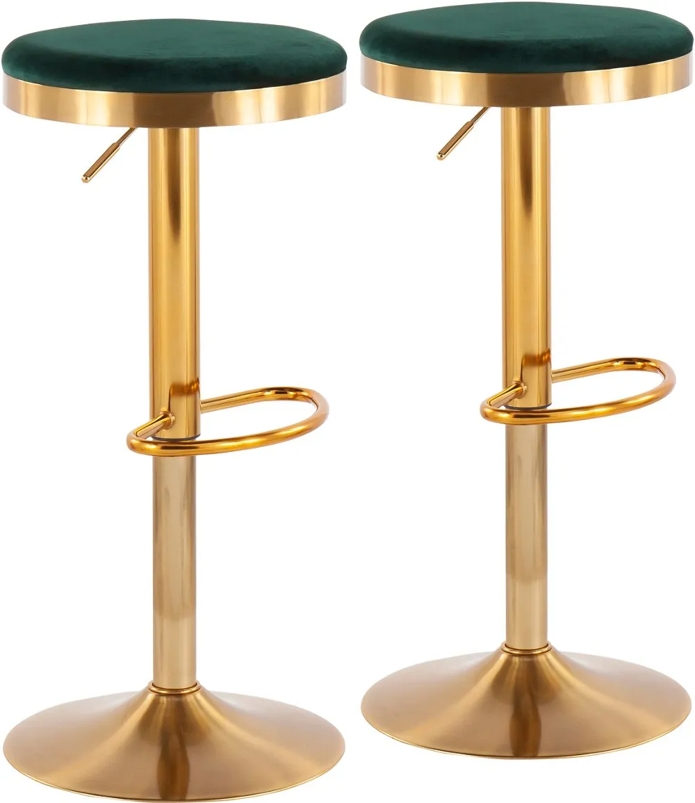 Dakota Gold and Green Adjustable Barstool (Set of 2)