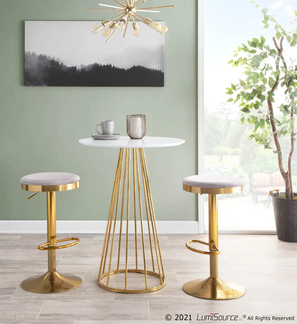 Dakota Gold and Silver Adjustable Barstool (Set of 2)