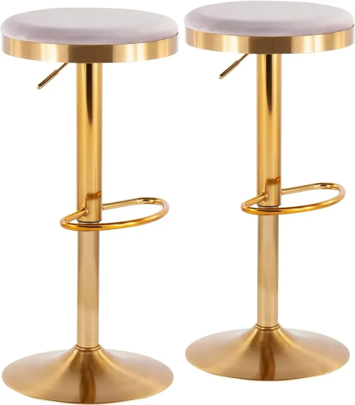 Dakota Gold and Silver Adjustable Barstool (Set of 2)