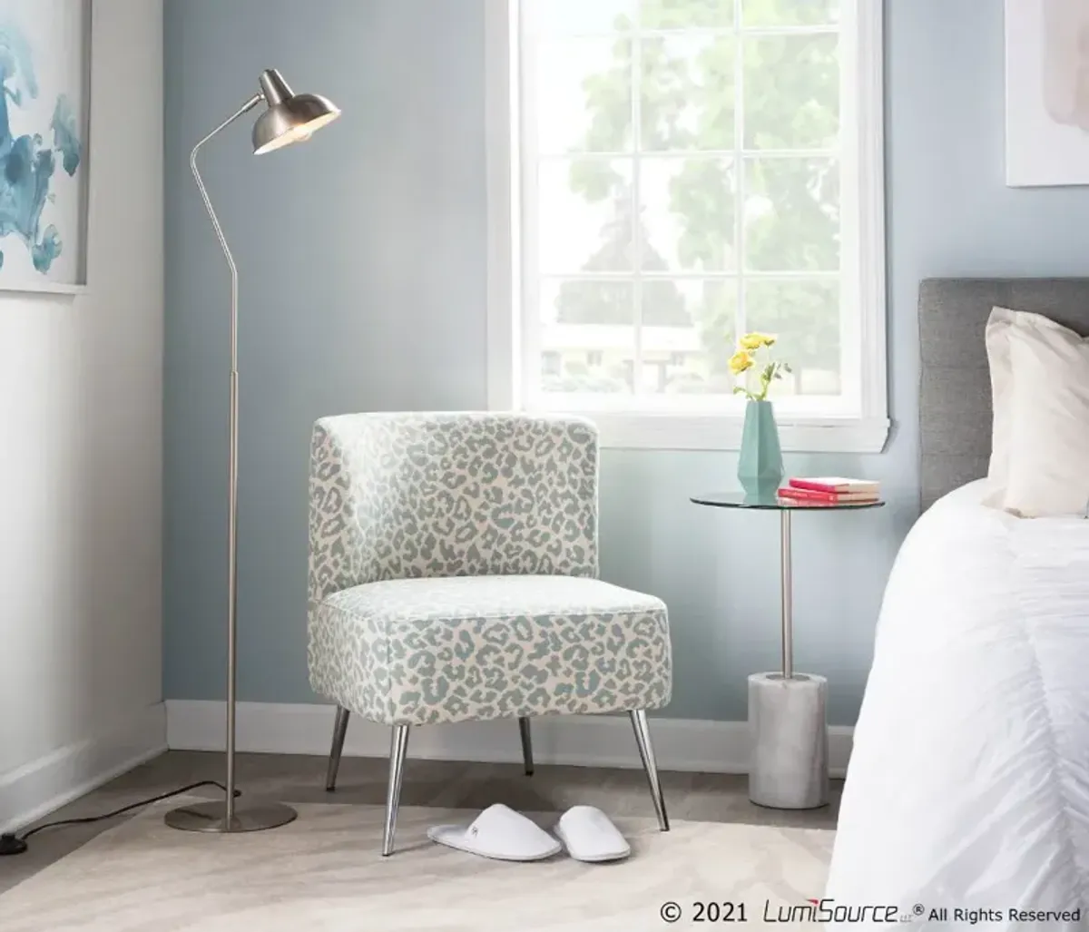 Luna Blue Leopard Accent Chair