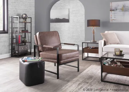 Franklin Arm Chair in Dark Brown Faux Leather