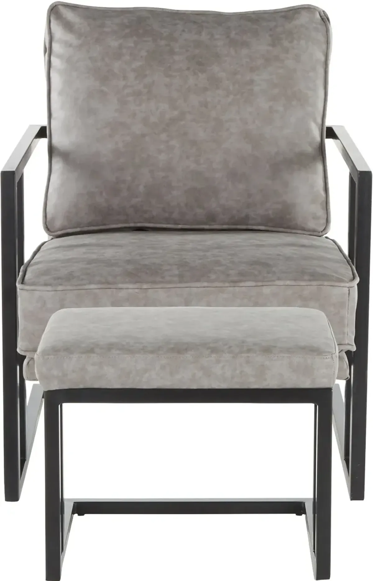 Roman Gray Faux Leather Lounge Chair and Ottoman