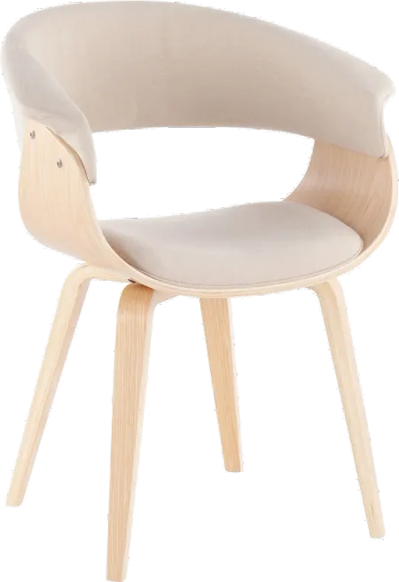 Vintage Mod Natural Wood and Cream Dining Chair