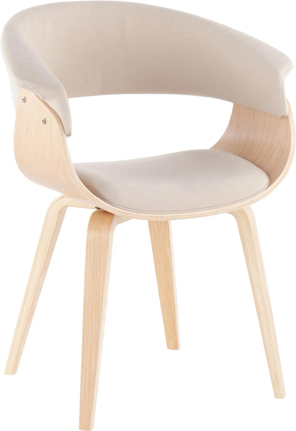 Vintage Mod Natural Wood and Cream Dining Chair