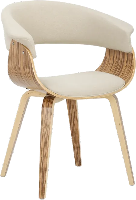 Vintage Mod Two-Tone Wood and Cream Dining Chair