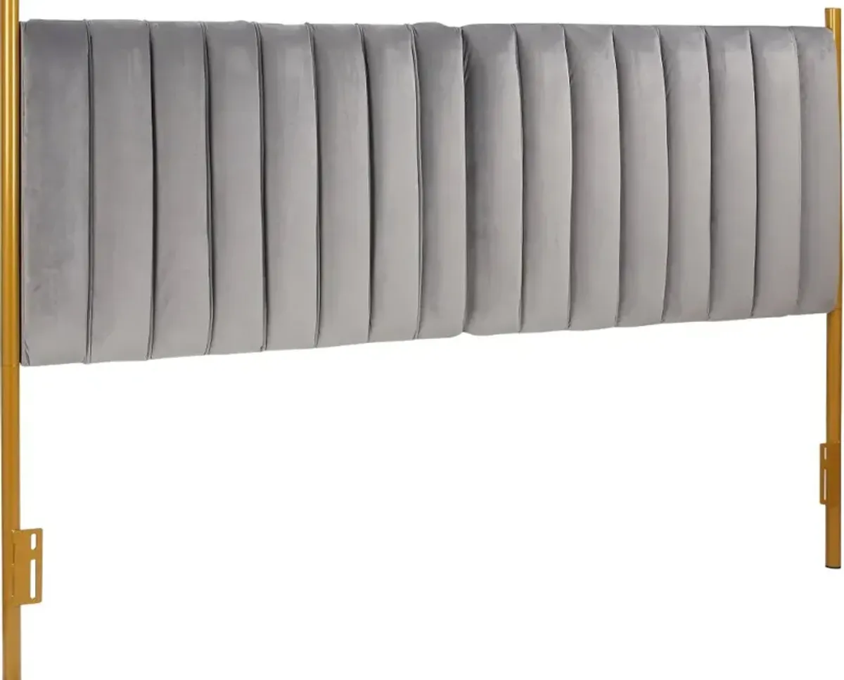 Chloe King Headboard Gray Velvet