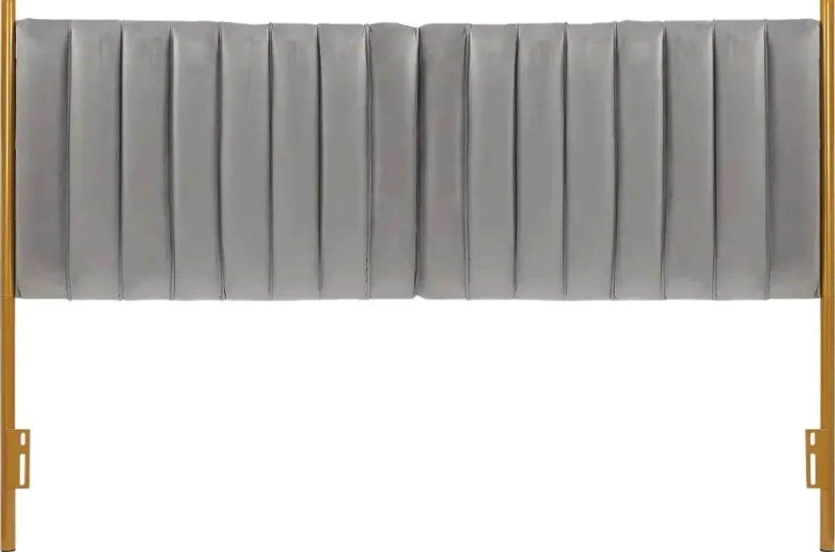 Chloe King Headboard Gray Velvet