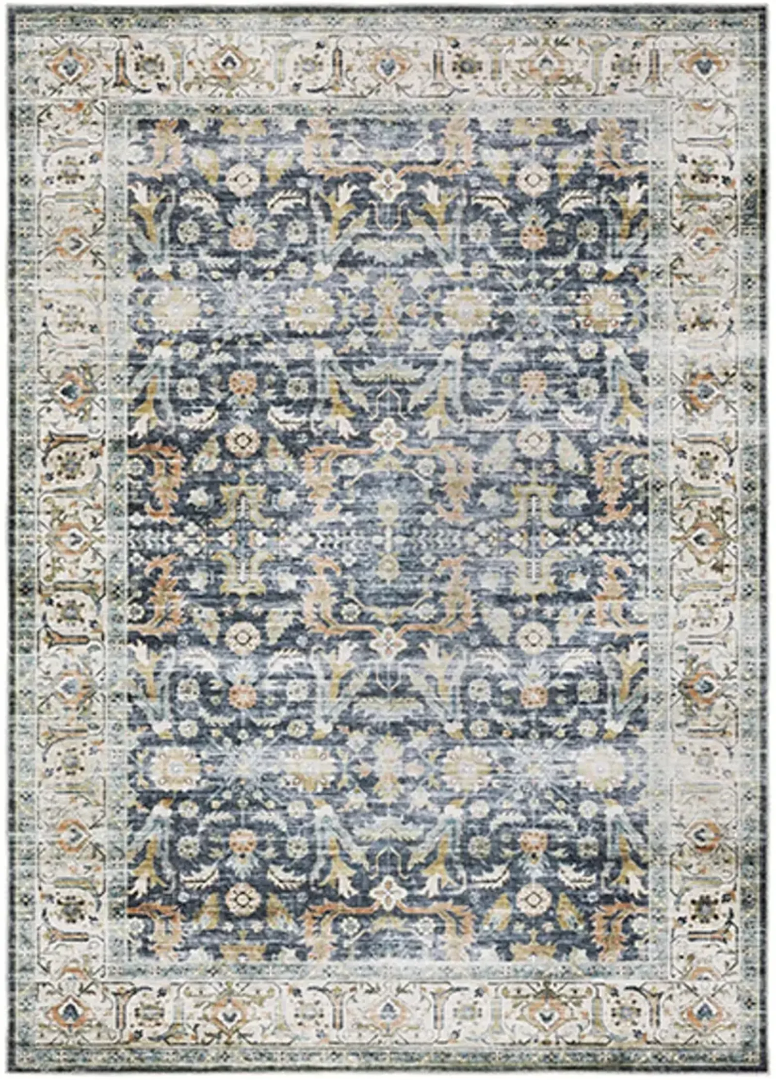 Charleston 2 x 3 Blue Border Washable Area Rug