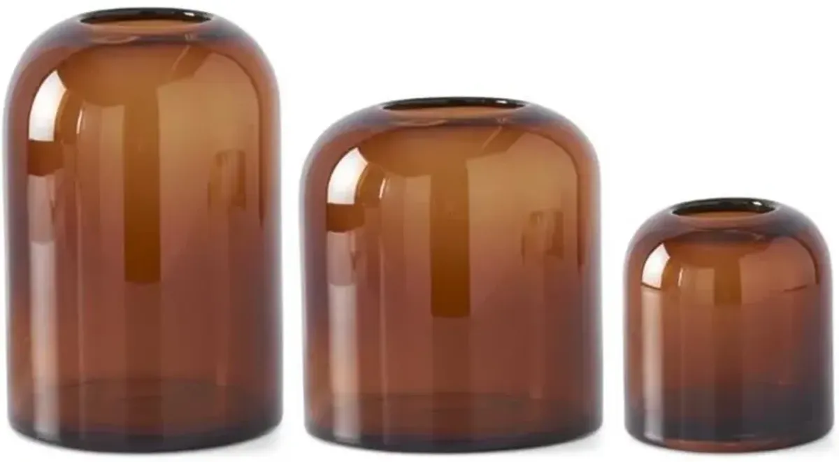 Large 9.75 Inch Amber Glass Vase