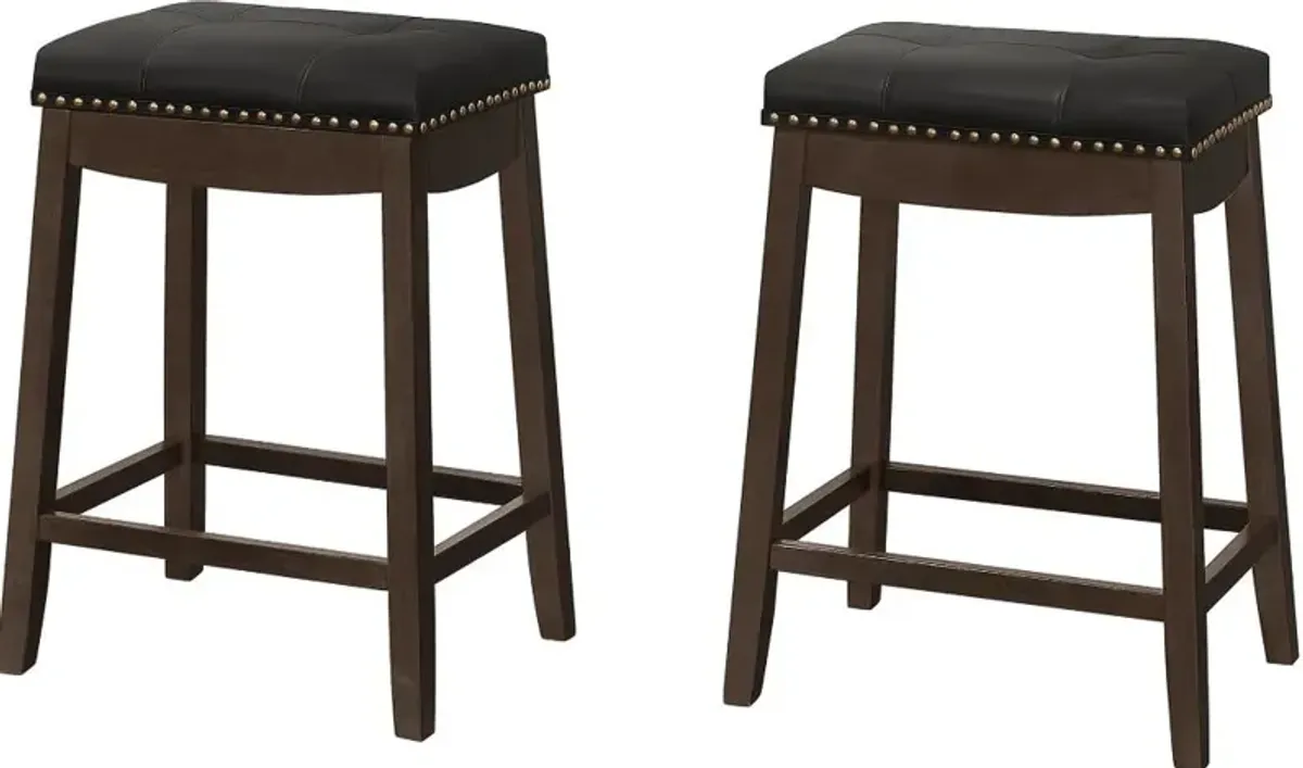 Monarch Stud Dark Brown Counter Height Stool, Set of 2