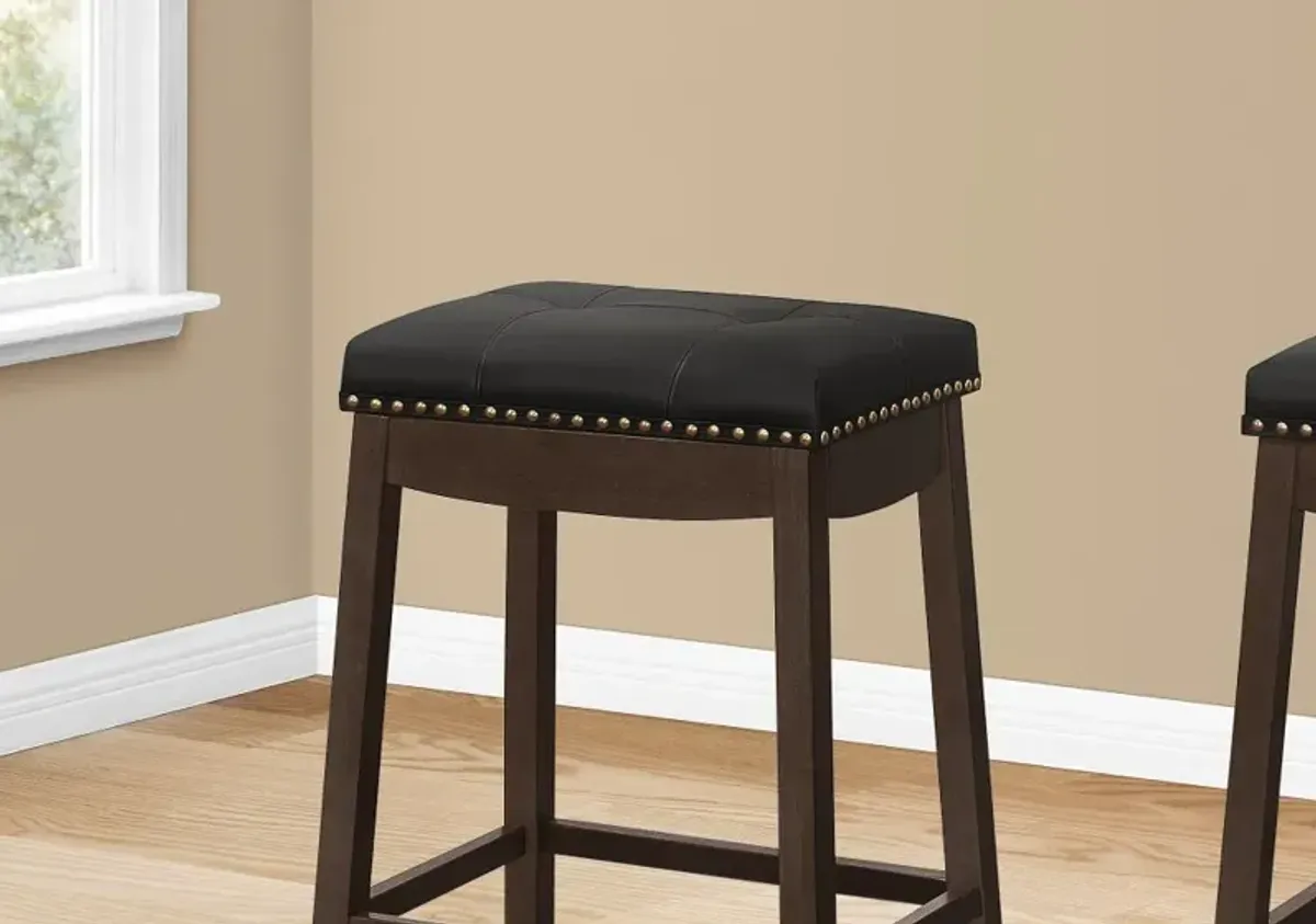 Monarch Stud Dark Brown Counter Height Stool, Set of 2