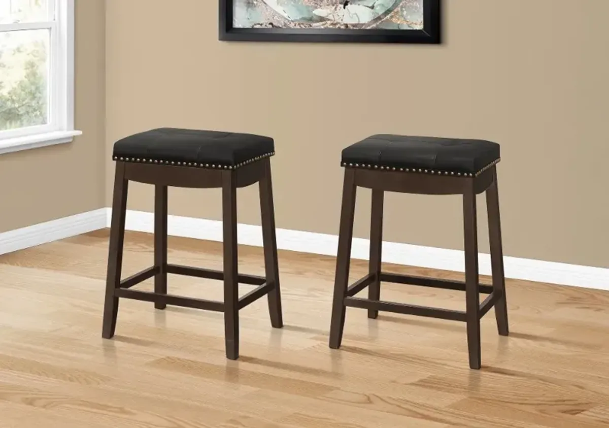 Monarch Stud Dark Brown Counter Height Stool, Set of 2