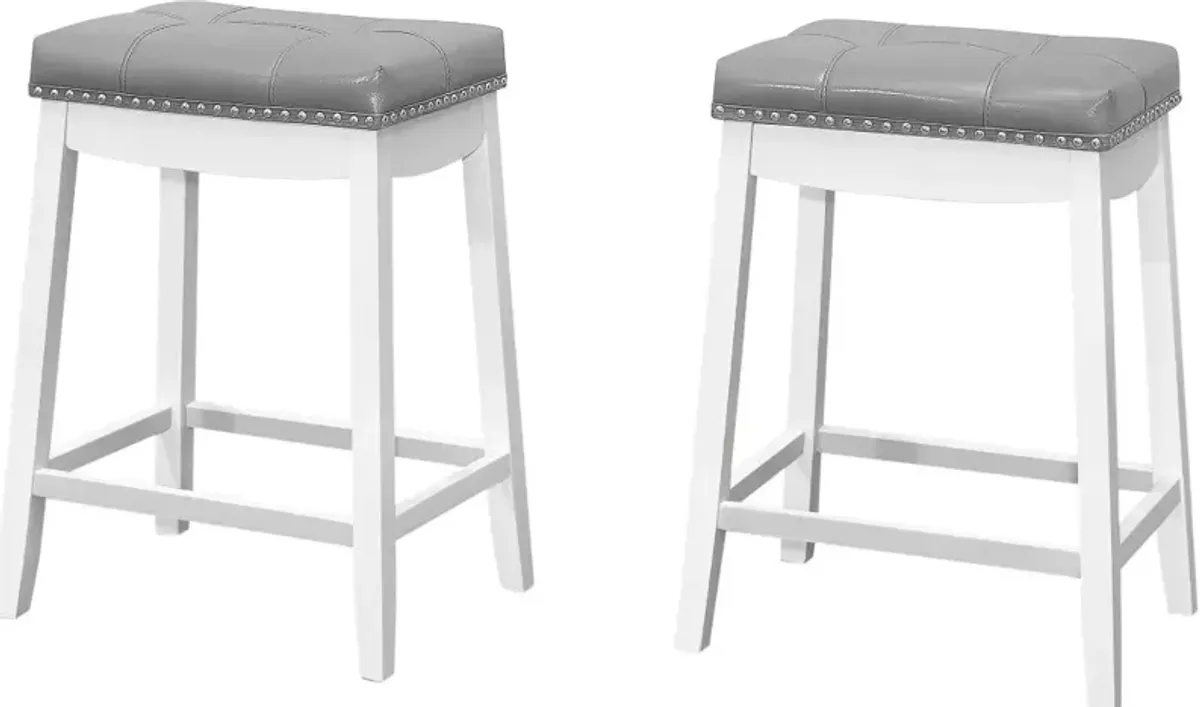 Monarch White and Gray Counter Height Stool, Set of 2