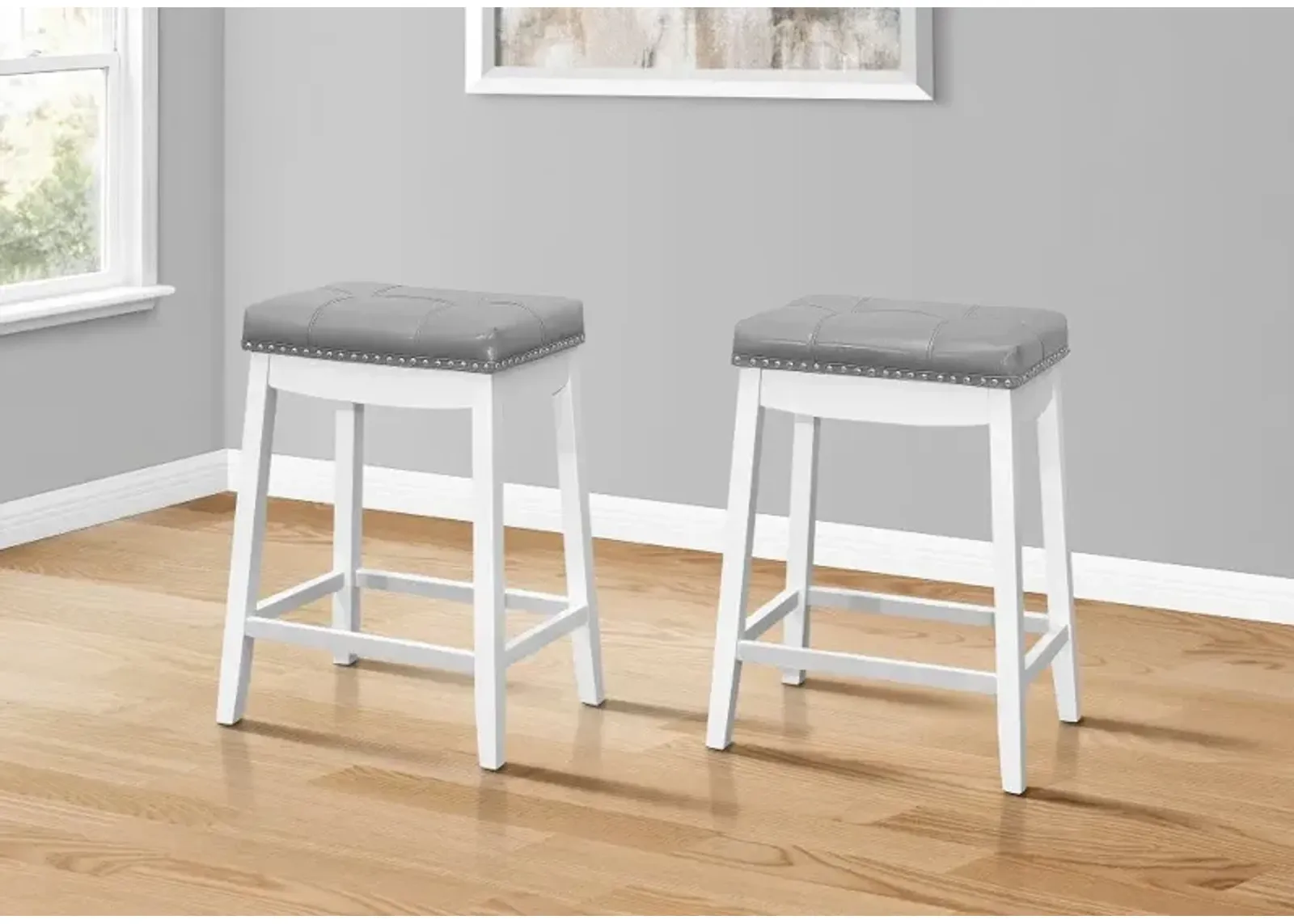 Monarch White and Gray Counter Height Stool, Set of 2