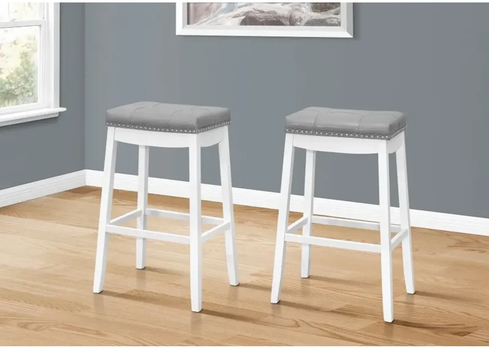 Monarch White and Gray Bar Stool, Set of 2