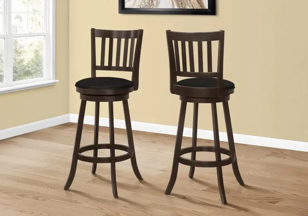 Monarch Dark Brown Swivel Bar Stool, Set of 2