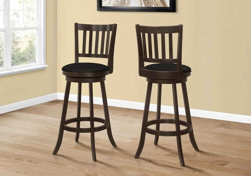 Monarch Dark Brown Swivel Bar Stool, Set of 2