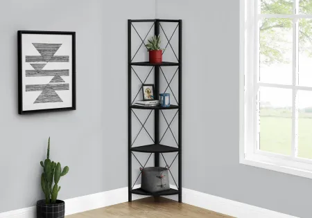 Jaden Black 4-Tier Corner Bookcase