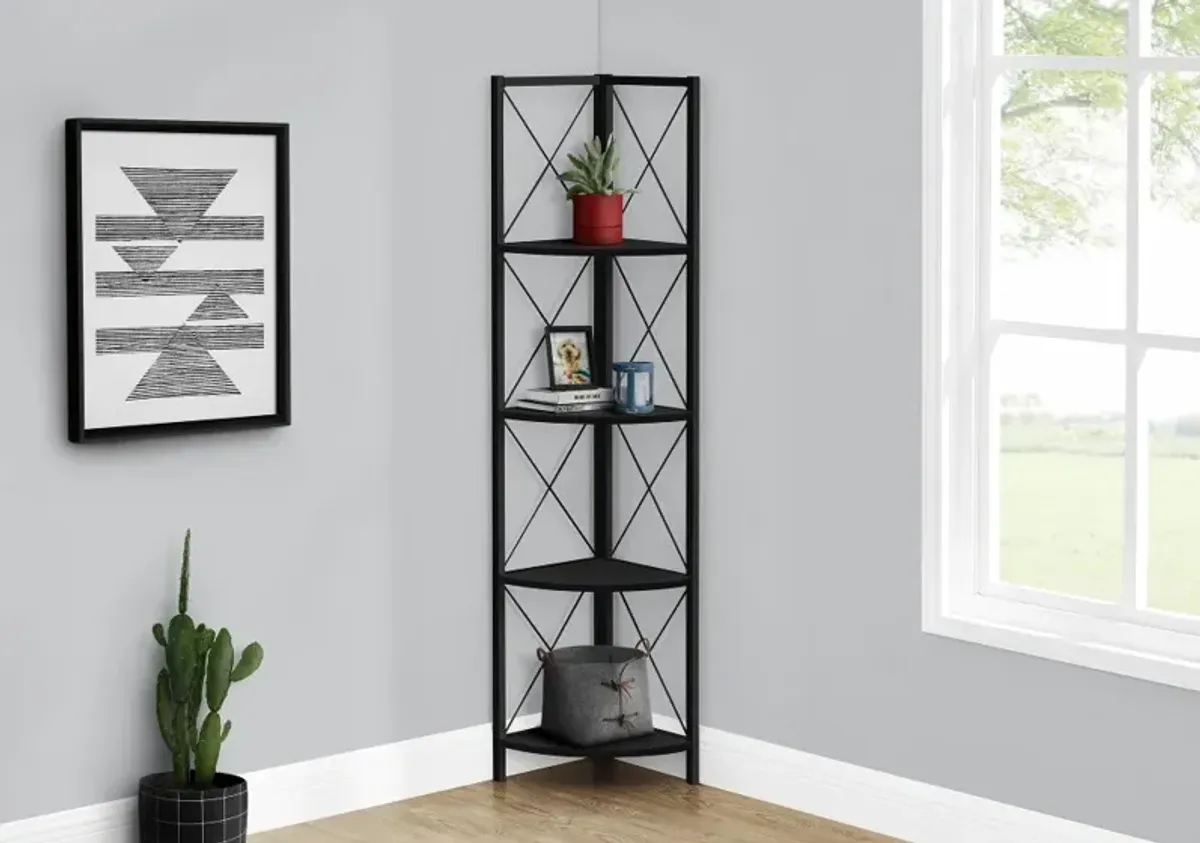 Jaden Black 4-Tier Corner Bookcase