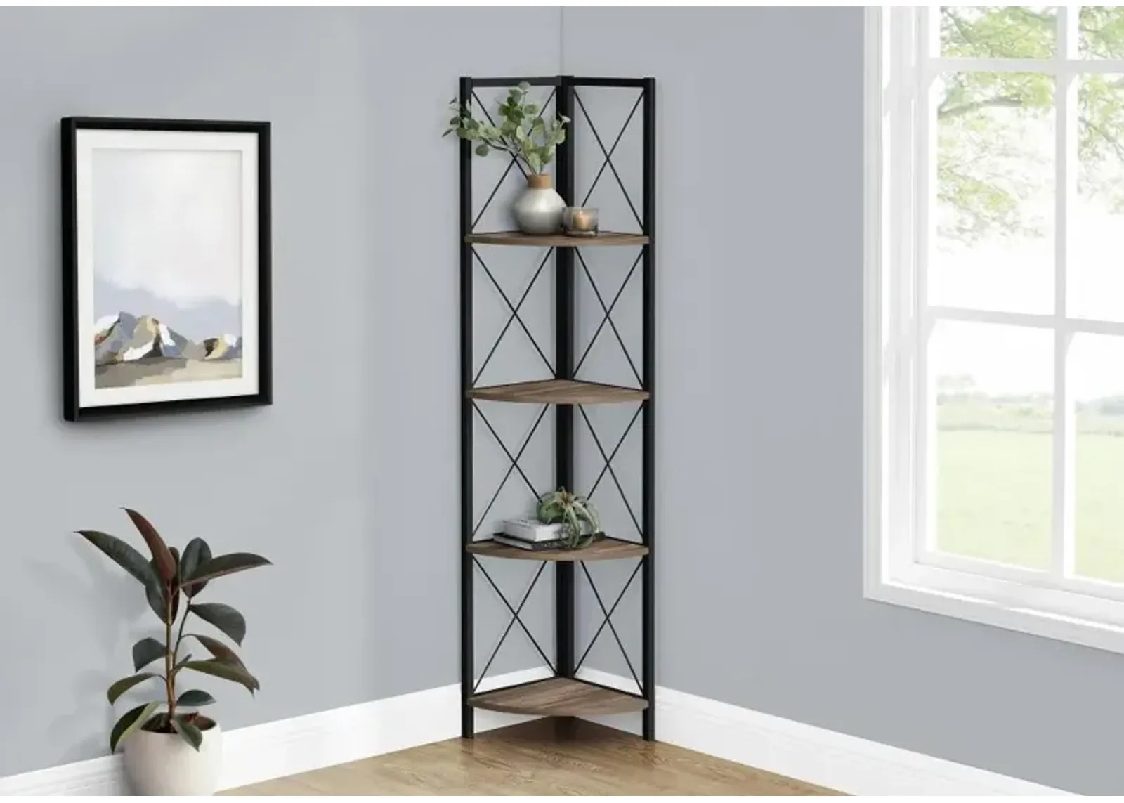 Jaden Brown 4-Tier Corner Bookcase