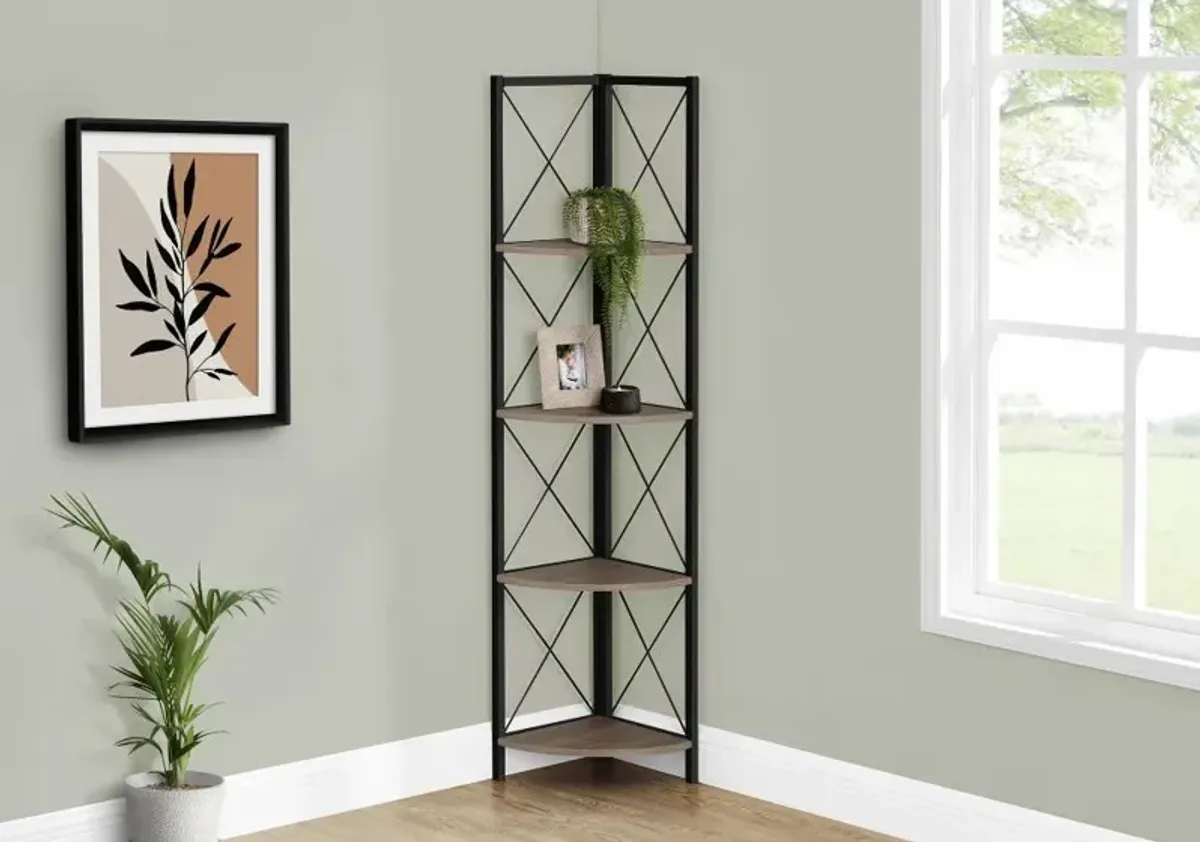 Jaden Dark Taupe 4-Tier Corner Bookcase