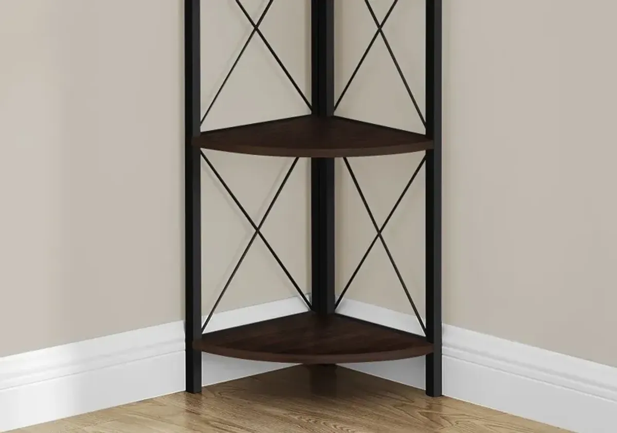 Jaden Dark Brown 4-Tier Corner Bookcase