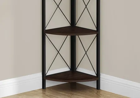 Jaden Dark Brown 4-Tier Corner Bookcase