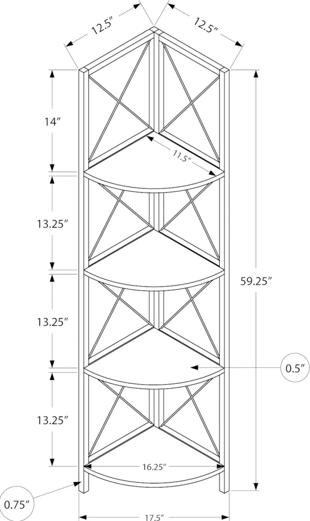 Jaden White 4-Tier Corner Bookcase