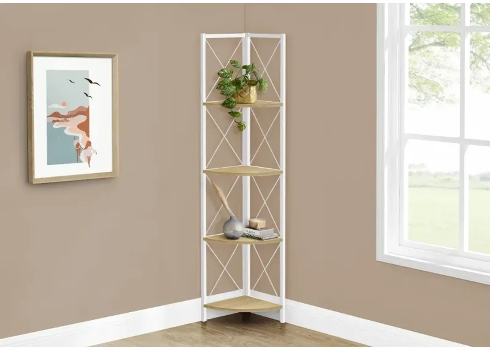 Jaden White 4-Tier Corner Bookcase