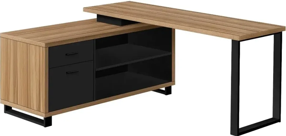 Monarch Light Brown 72" L Shaped Computer Desk