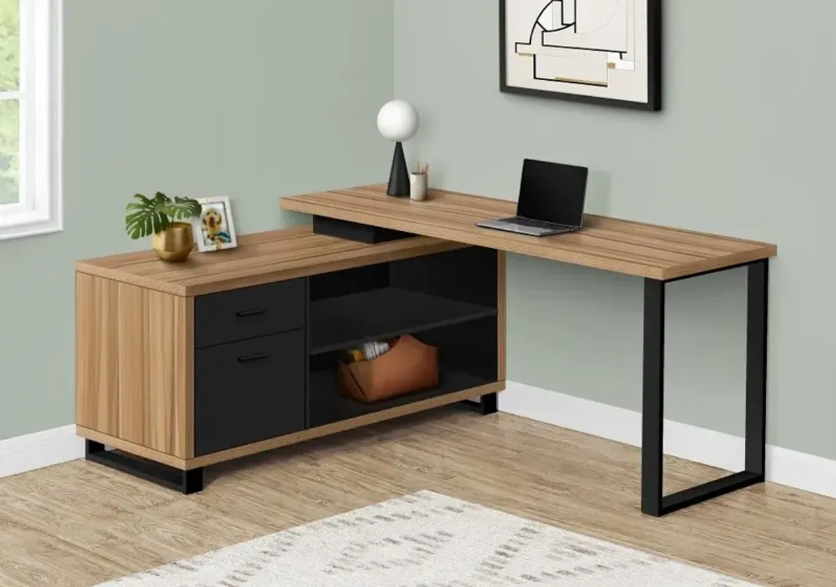 Monarch Light Brown 72" L Shaped Computer Desk