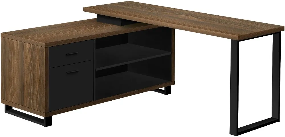 Monarch Dark Brown 72" L Shaped Computer Desk