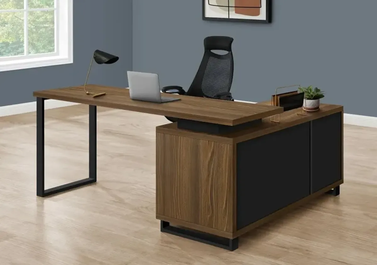 Monarch Dark Brown 72" L Shaped Computer Desk