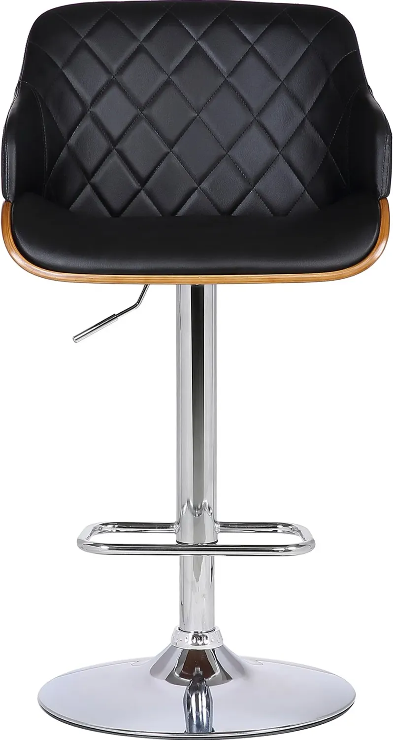 Boston Black and Chrome Adjustable Bar Stool