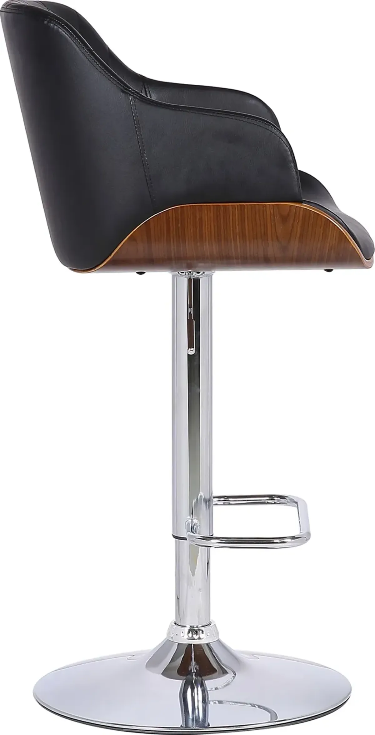 Boston Black and Chrome Adjustable Bar Stool