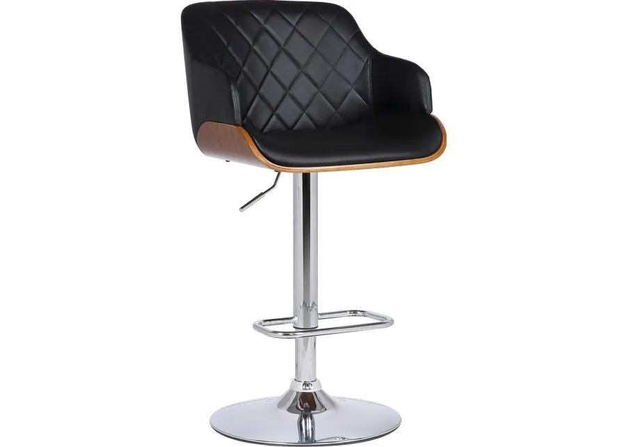 Boston Black and Chrome Adjustable Bar Stool