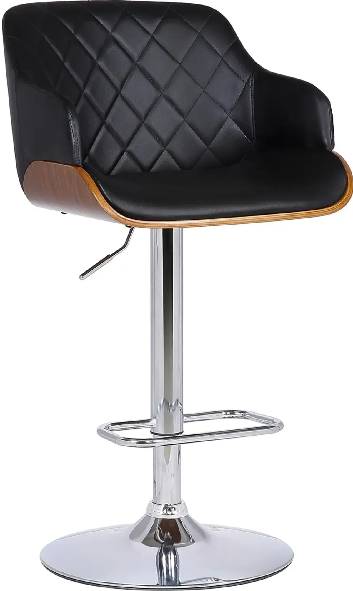 Boston Black and Chrome Adjustable Bar Stool