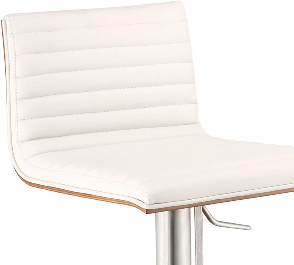 Caf White and Chrome Adjustable Height Bar Stool