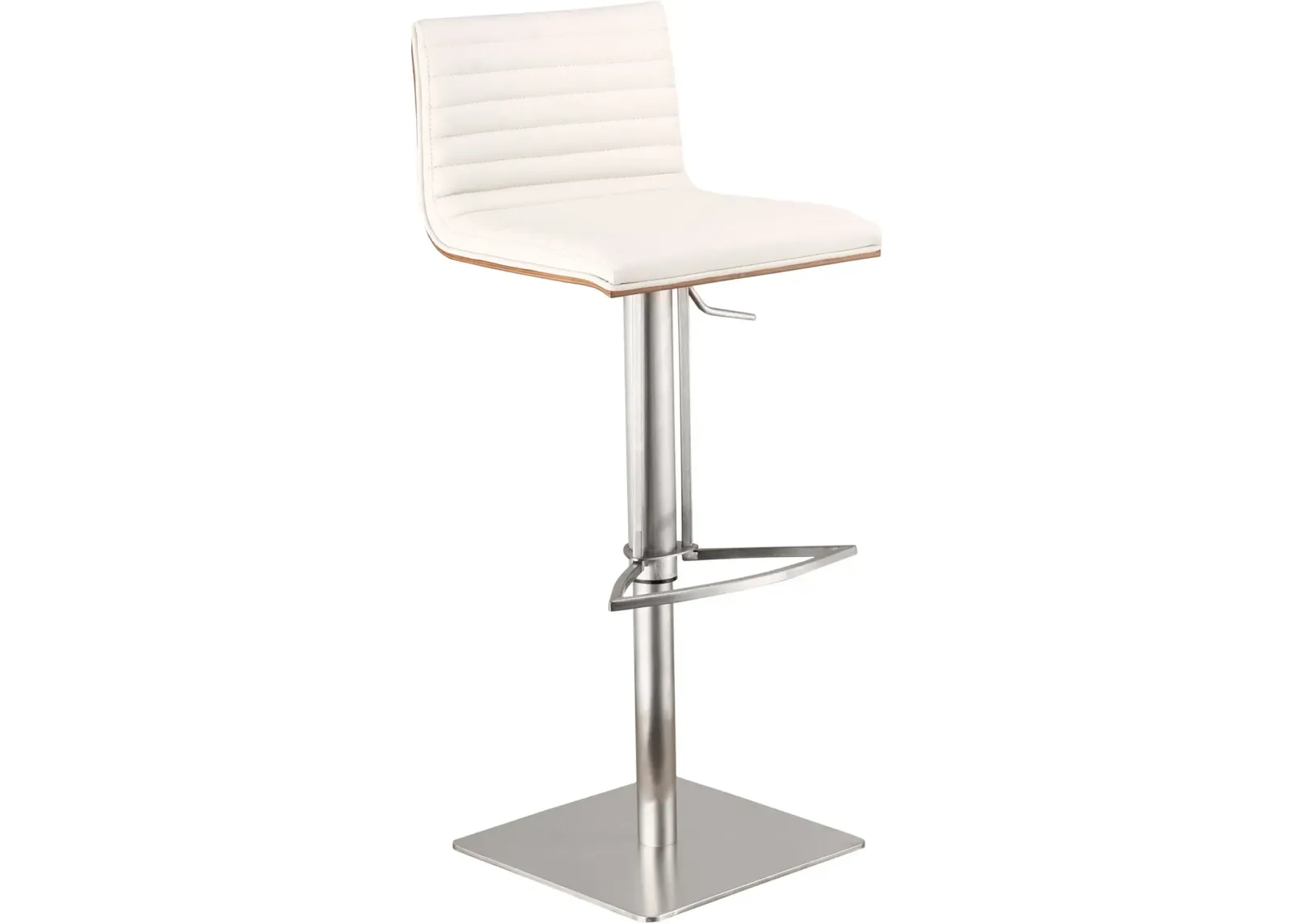 Caf White and Chrome Adjustable Height Bar Stool