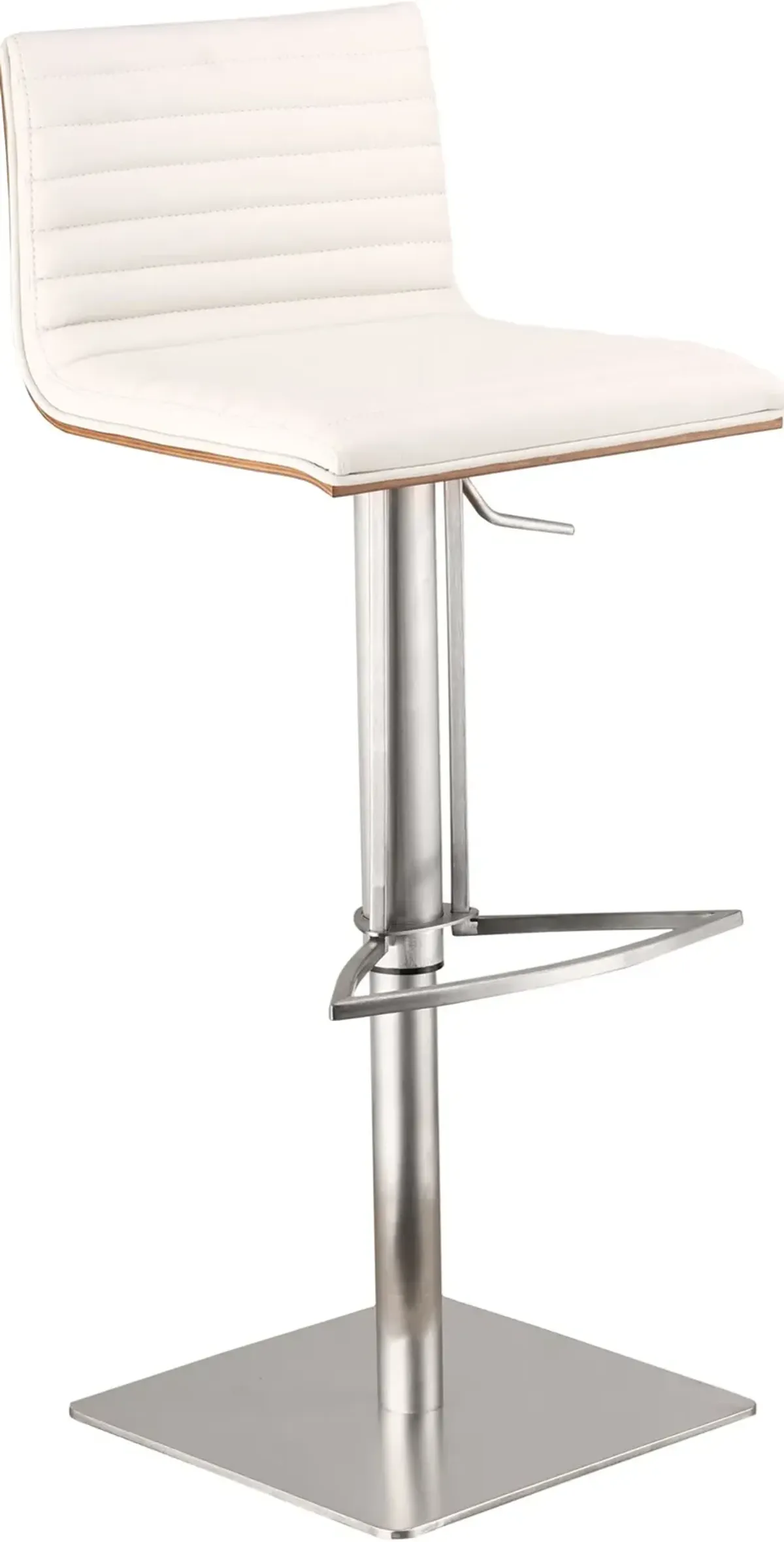 Caf White and Chrome Adjustable Height Bar Stool