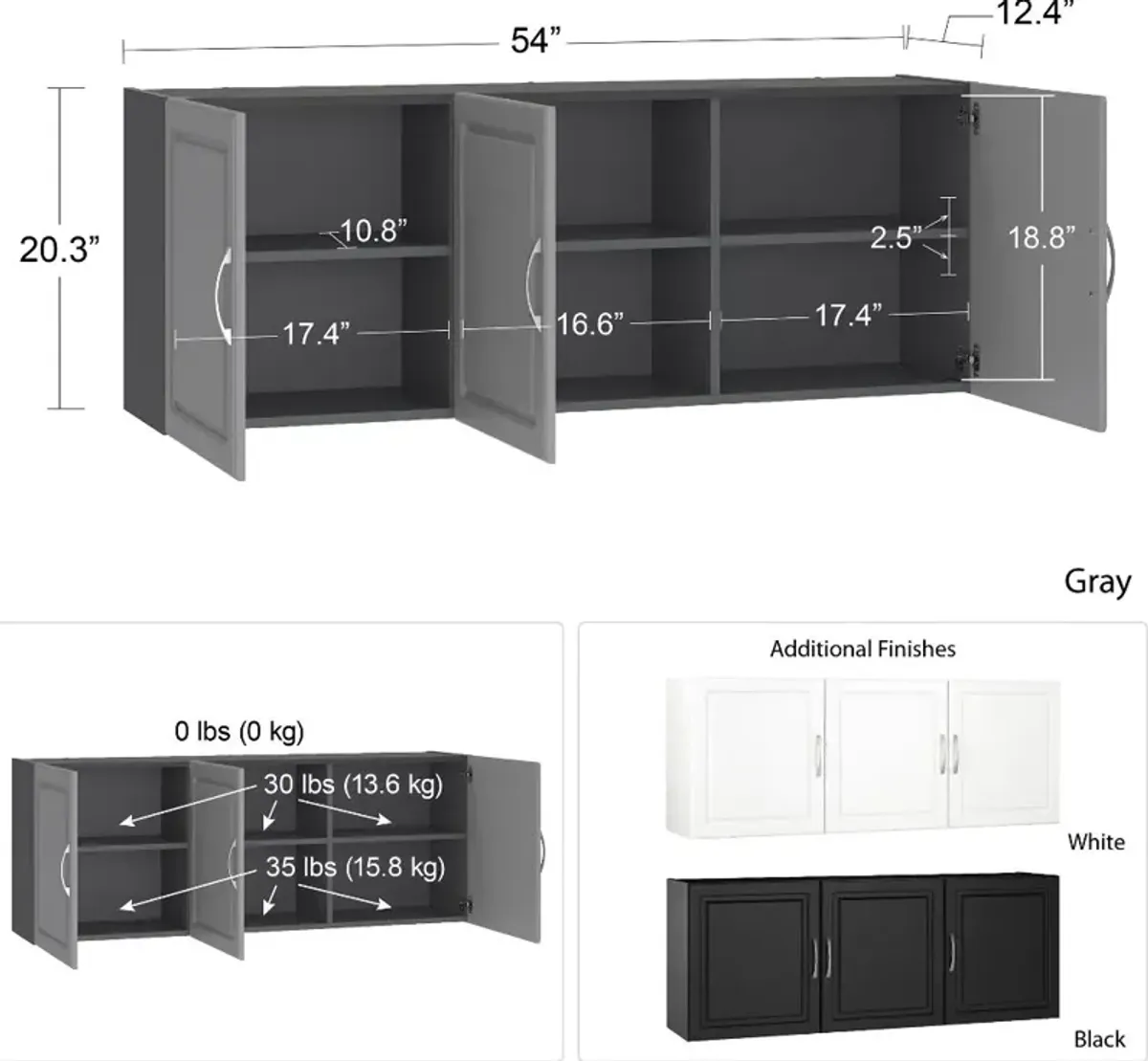 Kendall White 54" Wall Cabinet