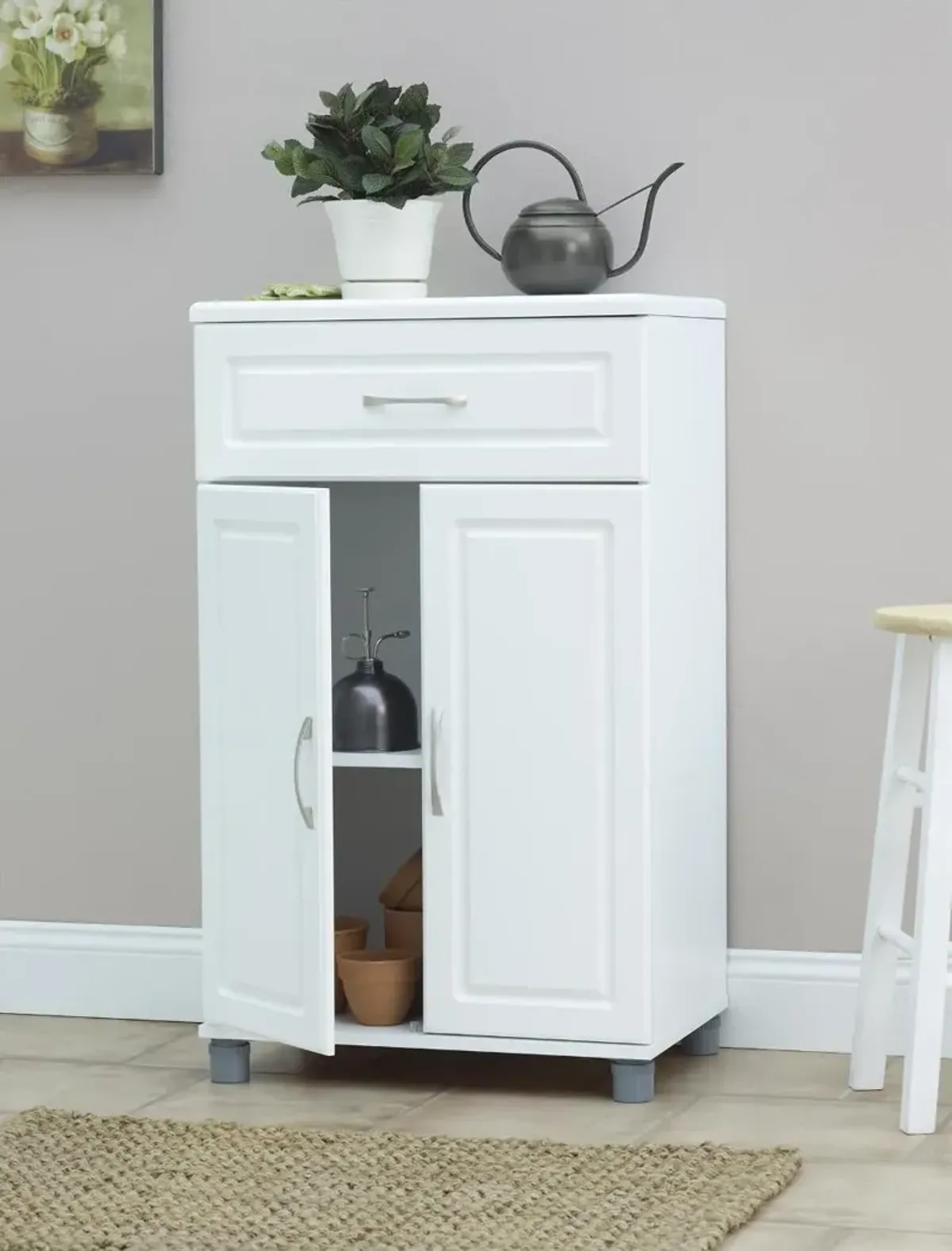 Kendall White 24" 1 Drawer and 2 Door Base Storage Cabinet